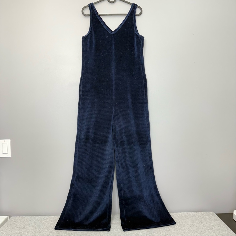 SMASH + TESS Tuesday Wide Leg Velvet Romper in Sparkle Navy size Small - Picture 5 of 14